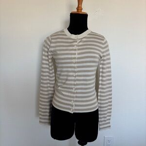 HM Beige and Cream Stripe Knit Cardigan